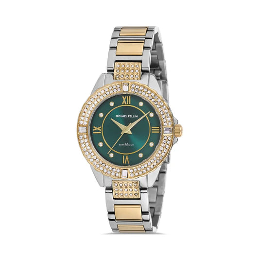 Michael Fellini Two-tone Stainless Steel Green Dial