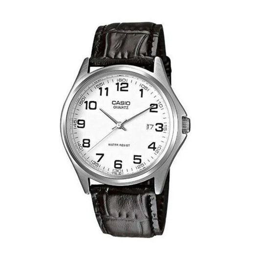 Casio General Brown Leather Strap White Dial