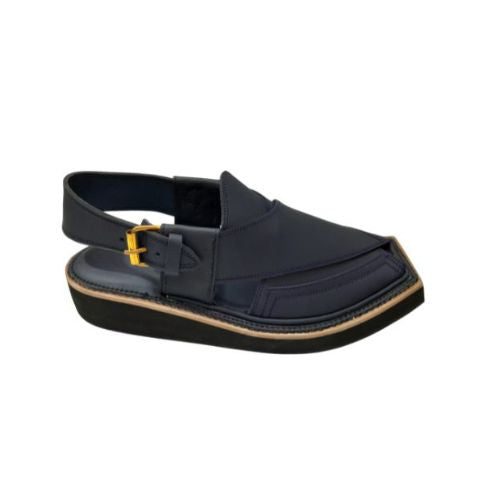 "Kaptaan Blue Leather Peshawari Chappal for Men