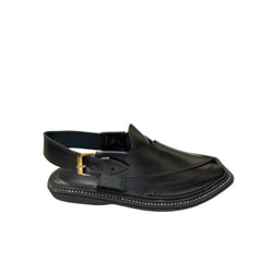 "Premium Handmade Black Peshawari Chappal for Men"