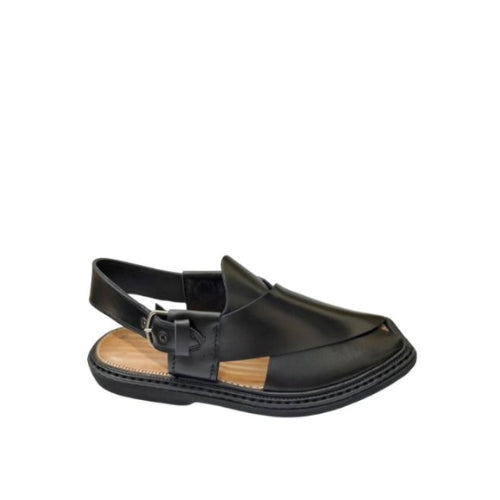"Premium Handmade Black Peshawari Chappal for Men"