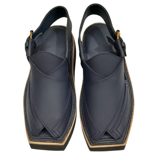 "Kaptaan Blue Leather Peshawari Chappal for Men