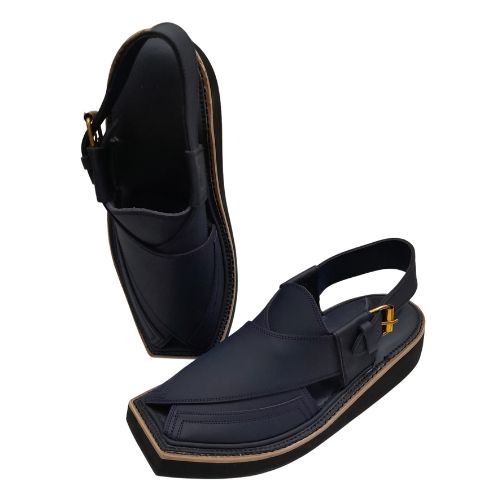 "Kaptaan Blue Leather Peshawari Chappal for Men