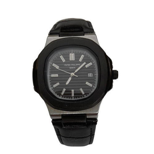 "PTK  PHLP Men’s Black Watch – Leather Strap Luxury Analog Timepiece"