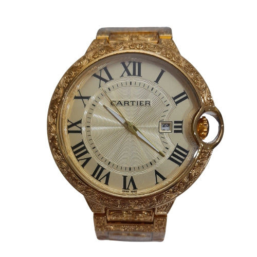"CRTIER Gold Watch with Roman Design – Luxury Timepiece with Elegant Detailing"