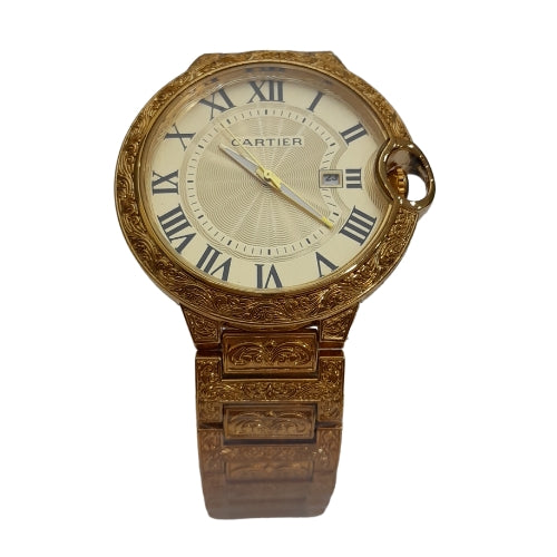"CRTIER Gold Watch with Roman Design – Luxury Timepiece with Elegant Detailing"