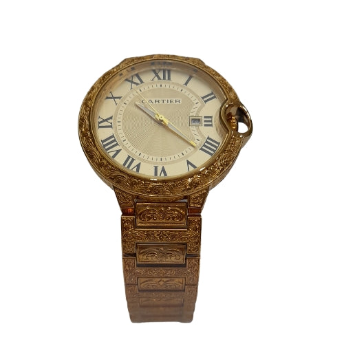 "CRTIER Gold Watch with Roman Design – Luxury Timepiece with Elegant Detailing"