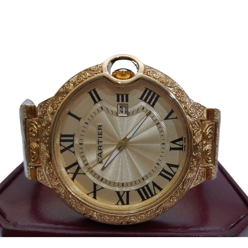 "CRTIER Gold Watch with Roman Design – Luxury Timepiece with Elegant Detailing"