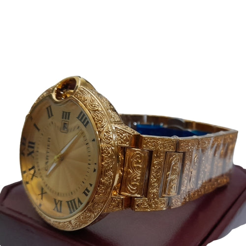 "CRTIER Gold Watch with Roman Design – Luxury Timepiece with Elegant Detailing"