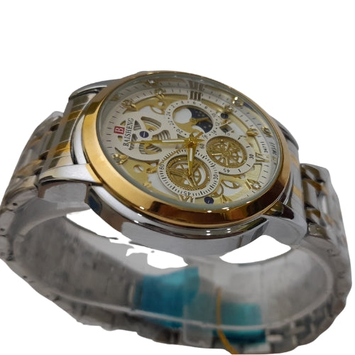 "BST WIN Automatic Two-Tone Gold and White Watch – Elegant Luxury with Precision Movement"
