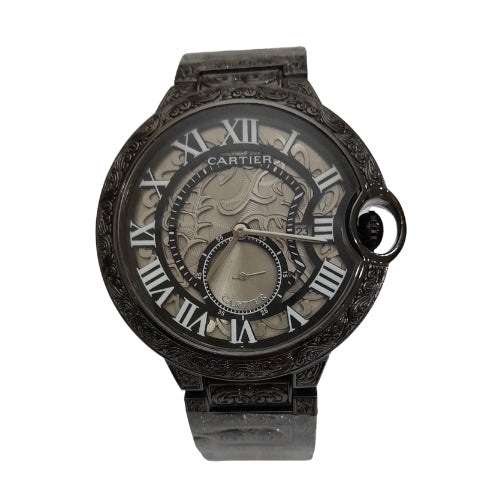"CRTIER Black Watch with Roman Design – Luxury Timepiece with Elegant Detailing"
