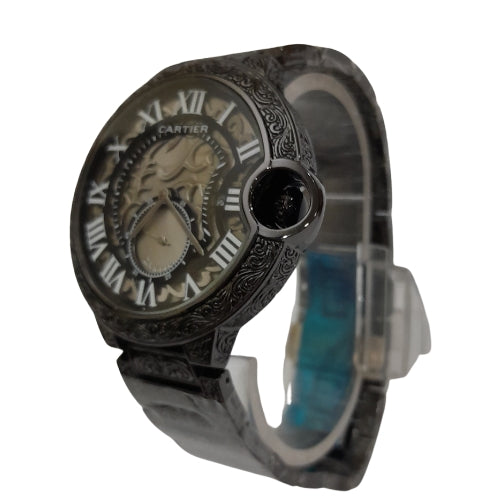 "CRTIER Black Watch with Roman Design – Luxury Timepiece with Elegant Detailing"