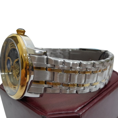 " RLX Two-Tone Gold and White Automatic Watch – Roman Design Luxury Timepiece"