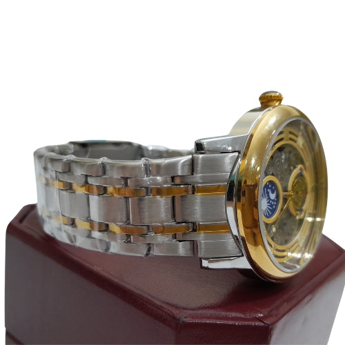 " RLX Two-Tone Gold and White Automatic Watch – Roman Design Luxury Timepiece"