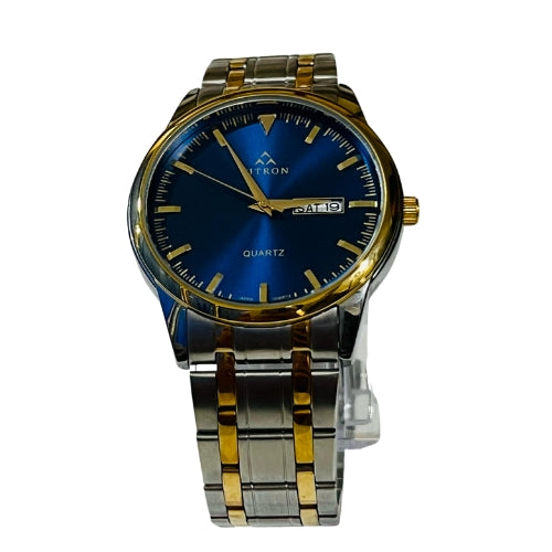 "FTRN Two-Tone Gold and White Watch – Elegant Blue Dial Luxury Timepiece"