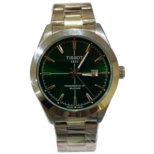 "TISOT Silver Watch – Luxury Green Dial Swiss-Inspired Timepiece"