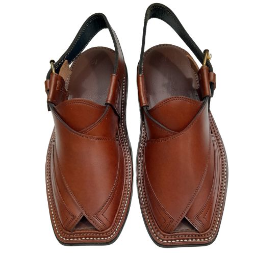 Premium Handmade Brown Peshawari Chappal for Men"