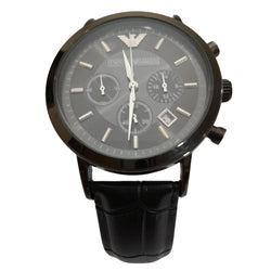 "EMP ARM Men’s Black Leather Strap Watch - Classic Analog Design"
