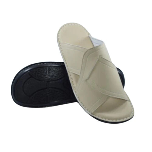 "Premium Handmade White Leather Peshawari Chappal"