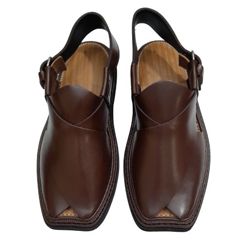 "Premium Handmade Brown Peshawari Chappal for Men"