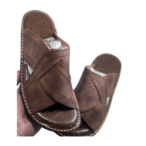 "Premium Handmade Brown Leather Peshawari Chappal"