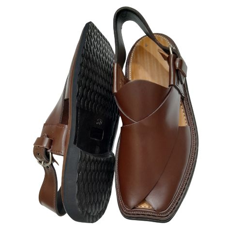 "Premium Handmade Brown Peshawari Chappal for Men"