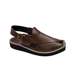 "Kaptaan Brown Leather Peshawari Chappal for Men"