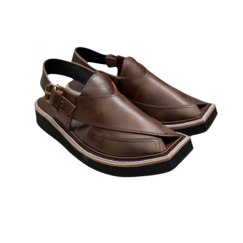 "Kaptaan Brown Leather Peshawari Chappal for Men"