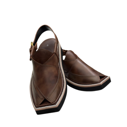 "Kaptaan Brown Leather Peshawari Chappal for Men"